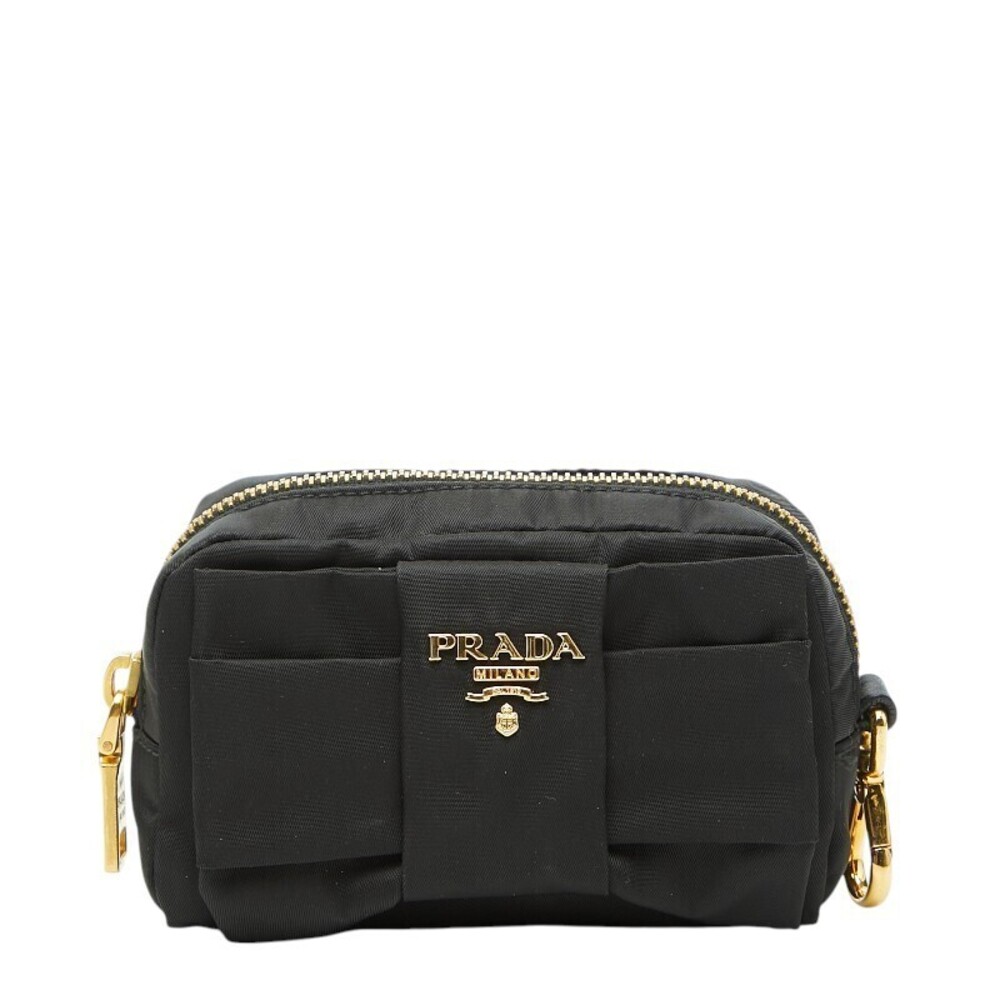 Prada Ribbon Pouch Clutch Black